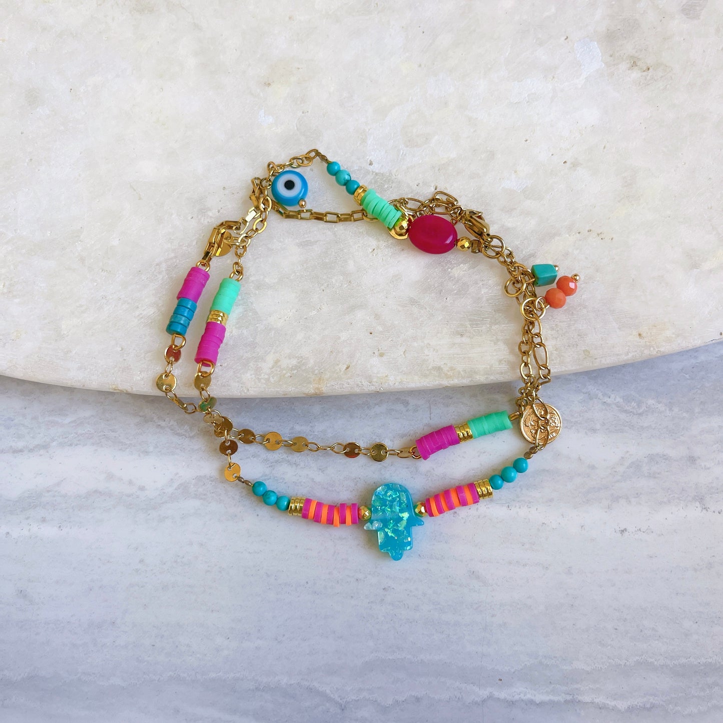 Turqouize Kaf two layers Anklet
