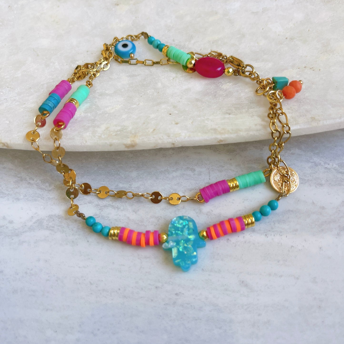 Turqouize Kaf two layers Anklet
