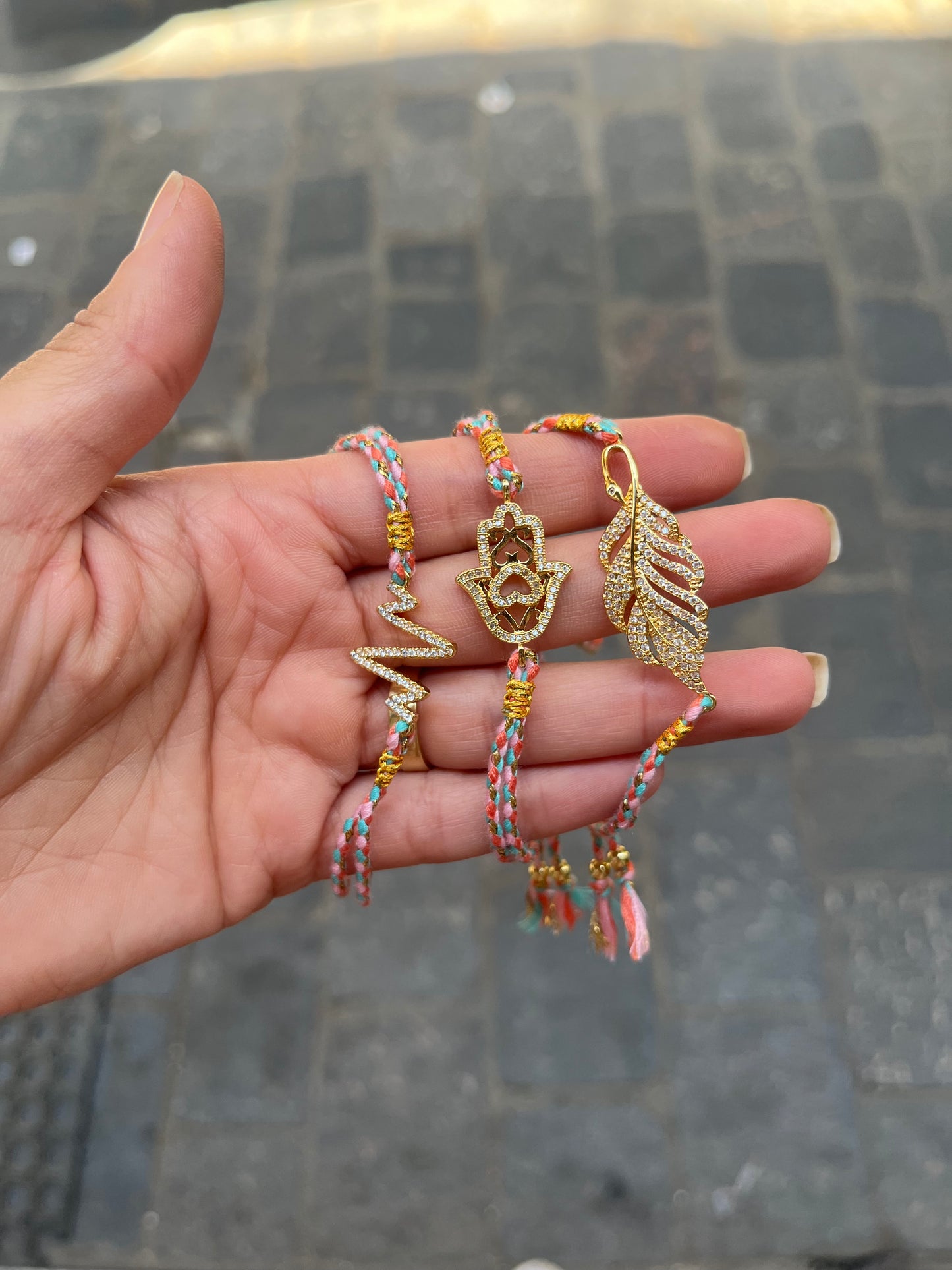 Hot pink thread bracelets