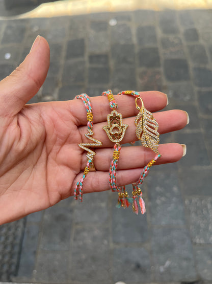 Hot pink thread bracelets