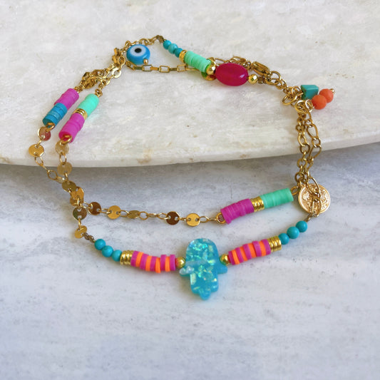 Turqouize Kaf two layers Anklet
